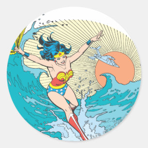 Wonder Woman Ocean Sky Classic Round Sticker
