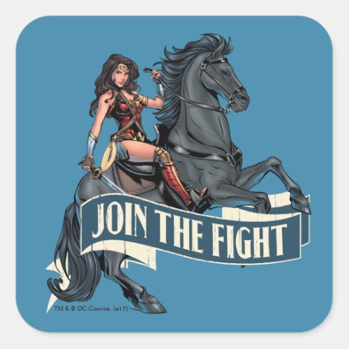 Wonder Woman on Horse Comic Art Square Sticker