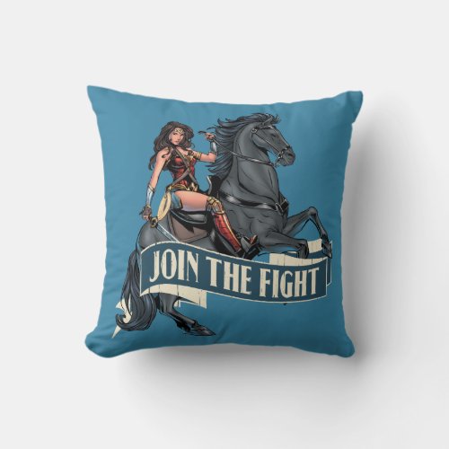 Wonder Woman on Horse Comic Art Throw Pillow