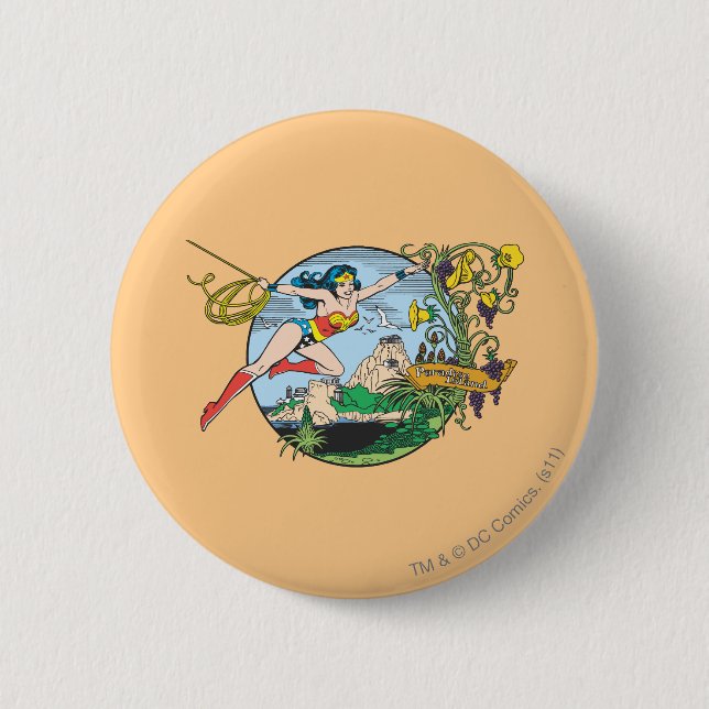Wonder Woman Paradise Island Pinback Button (Front)