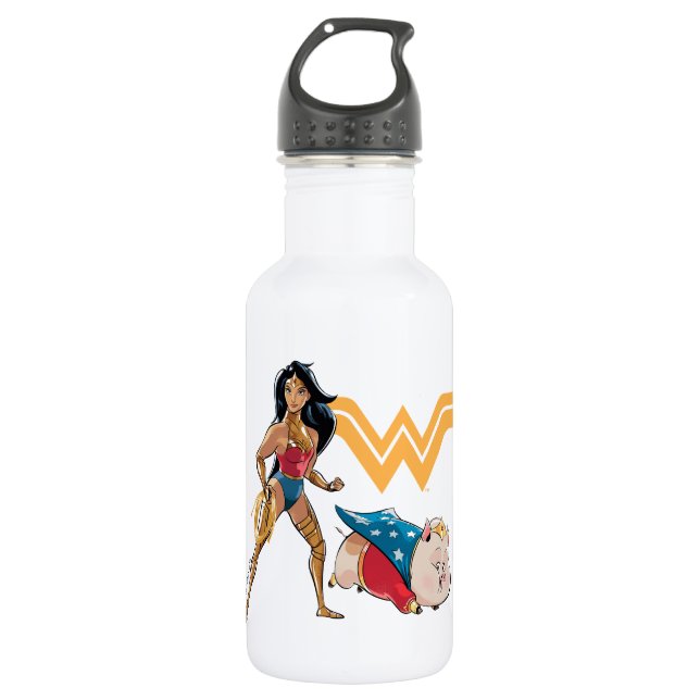 Wonder Woman & PB Stainless Steel Water Bottle (Front)