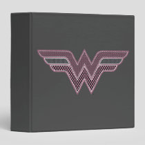 Wonder Woman Pink and Black Checker Mesh Logo 3 Ring Binder