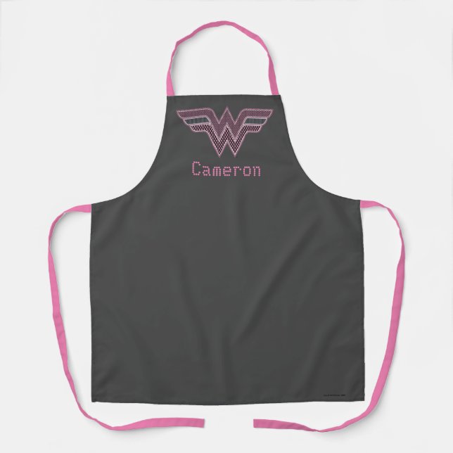 Wonder Woman Pink and Black Checker Mesh Logo Apron (Front)