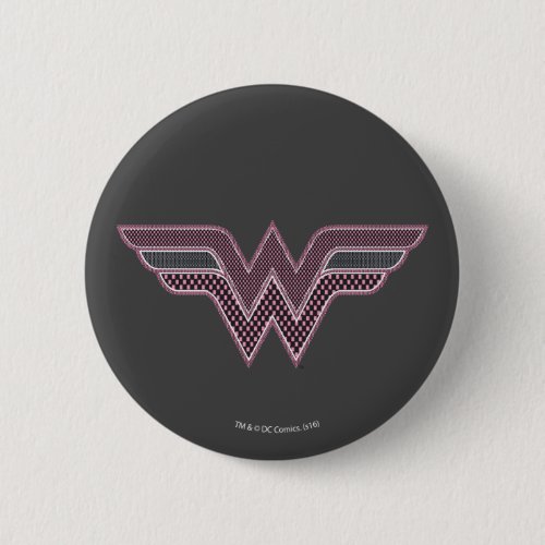 Wonder Woman Pink and Black Checker Mesh Logo Button