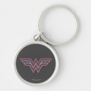 Wonder Woman Pink and Black Checker Mesh Logo Keychain