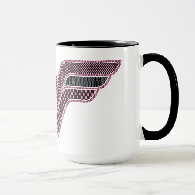 Wonder Woman Pink and Black Checker Mesh Logo Mug (Right)