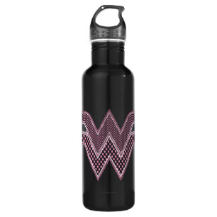 Wonder Woman Pink and Black Checker Mesh Logo Stainless Steel Water Bottle
