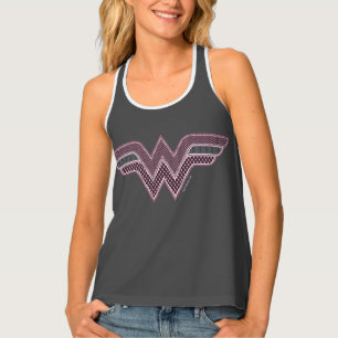 Wonder Woman Pink and Black Checker Mesh Logo Tank Top