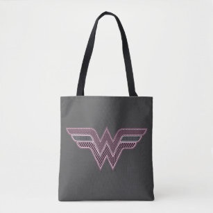 Wonder Woman Pink and Black Checker Mesh Logo Tote Bag