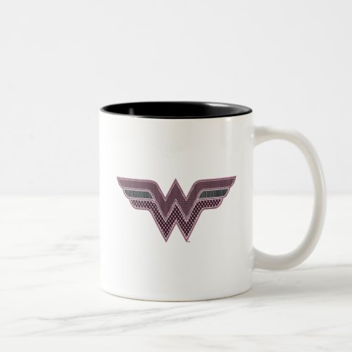 Wonder Woman Pink and Black Checker Mesh Logo Two_Tone Coffee Mug