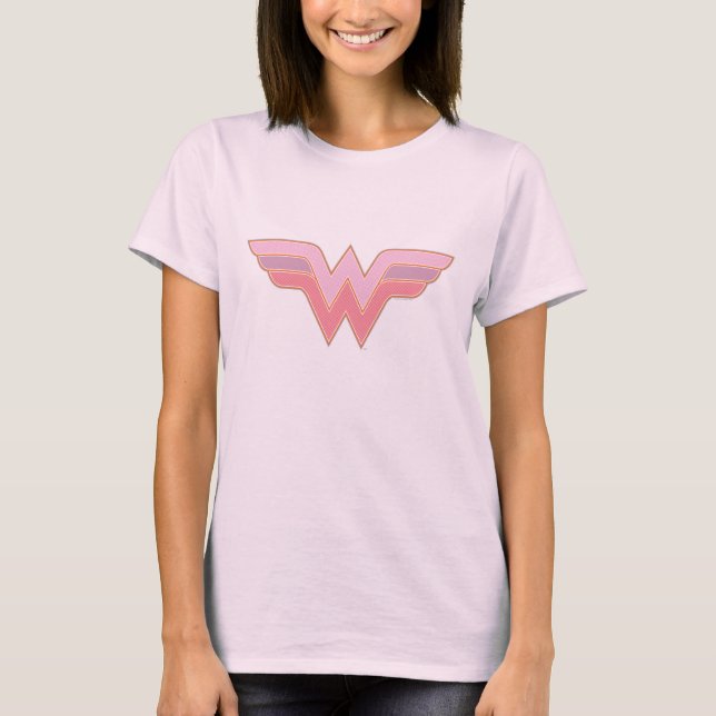 Wonder Woman Pink and Orange Mesh Logo T-Shirt (Front)