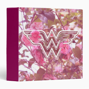 Wonder Woman Pink Camellia Flowers Logo 3 Ring Binder