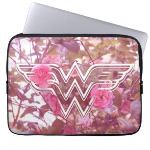 Wonder Woman Pink Camellia Flowers Logo Laptop Sleeve