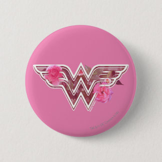 Wonder Woman Pink Camellia Flowers Logo Pinback Button
