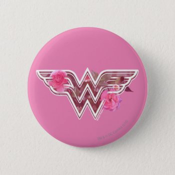 Wonder Woman Pink Camellia Flowers Logo Pinback Button by wonderwoman at Zazzle