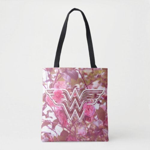 Wonder Woman Pink Camellia Flowers Logo Tote Bag