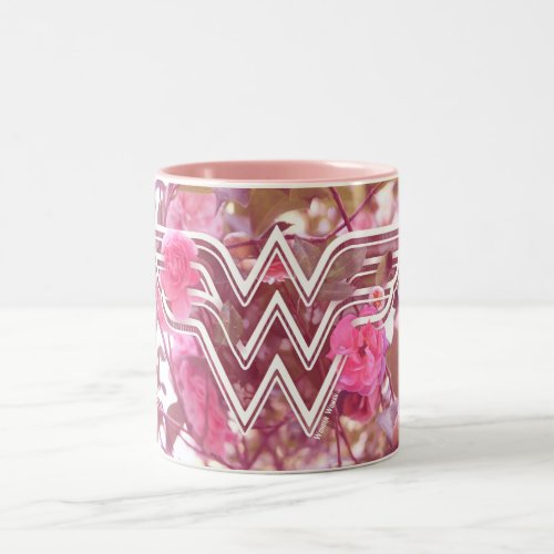 Wonder Woman Pink Camellia Flowers Logo Two_Tone Coffee Mug