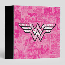 Wonder Woman Pink Comic Book Collage Logo 3 Ring Binder