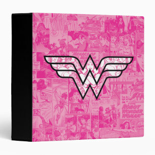 Wonder Woman Pink Comic Book Collage Logo 3 Ring Binder
