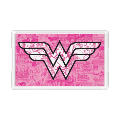 Wonder Woman Pink Comic Book Collage Logo Acrylic Tray