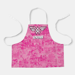 Wonder Woman Pink Comic Book Collage Logo Apron
