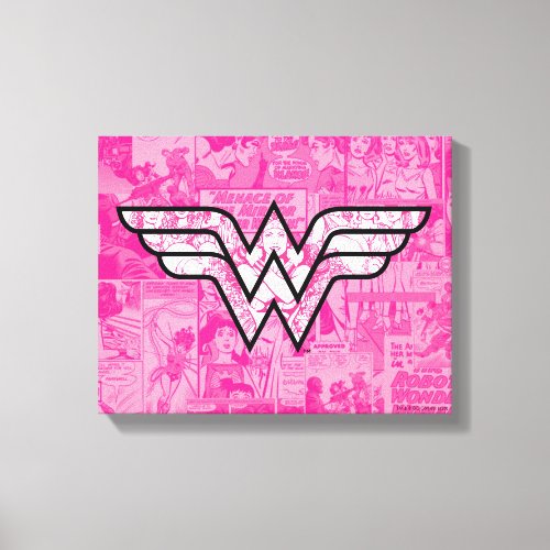 Wonder Woman Pink Comic Book Collage Logo Canvas Print