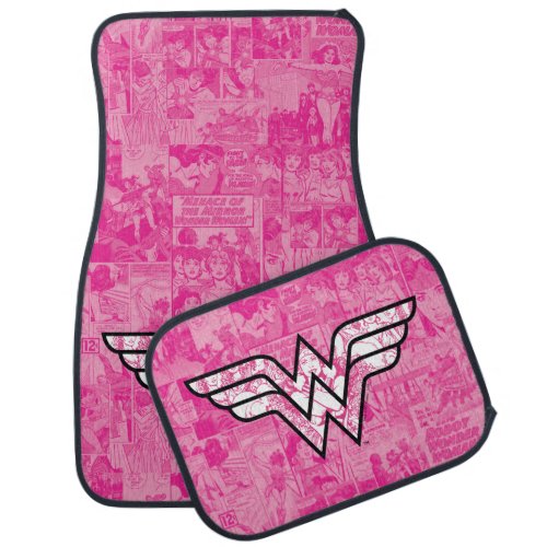 Wonder Woman Pink Comic Book Collage Logo Car Floor Mat