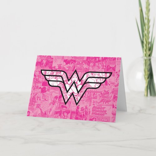 Wonder Woman Pink Comic Book Collage Logo Card