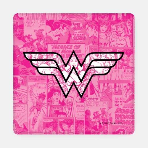 Wonder Woman Pink Comic Book Collage Logo Coaster Set