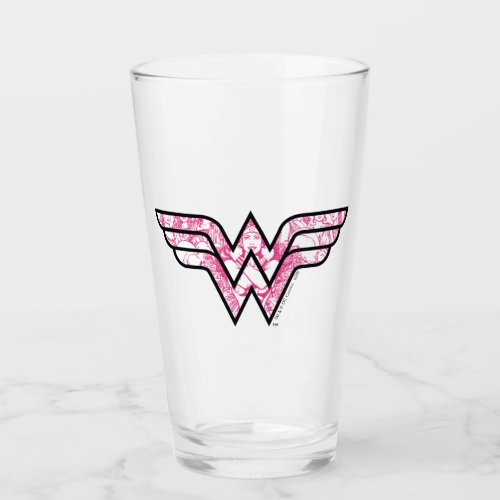 Wonder Woman Pink Comic Book Collage Logo Glass