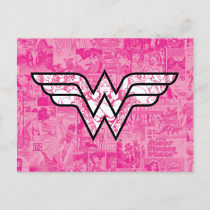 Wonder Woman Pink Comic Book Collage Logo Invitation Postcard