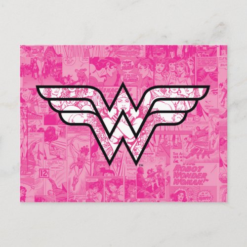 Wonder Woman Pink Comic Book Collage Logo Invitation Postcard