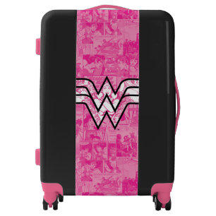 Wonder Woman Pink Comic Book Collage Logo Luggage