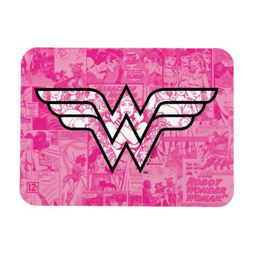 Wonder Woman Pink Comic Book Collage Logo Magnet