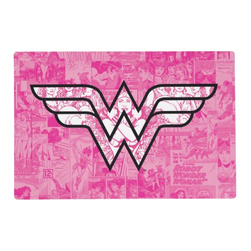 Wonder Woman Pink Comic Book Collage Logo Placemat