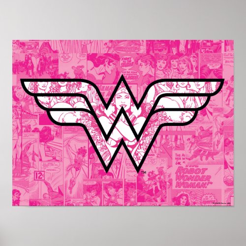 Wonder Woman Pink Comic Book Collage Logo Poster