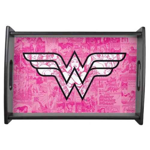 Wonder Woman Pink Comic Book Collage Logo Serving Tray