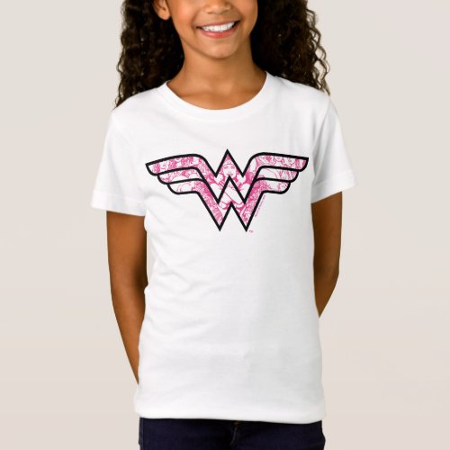 Wonder Woman Pink Comic Book Collage Logo T_Shirt