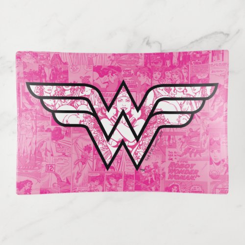 Wonder Woman Pink Comic Book Collage Logo Trinket Tray