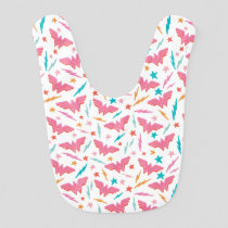 Wonder Woman Pink Logo and Lightning Pattern Baby Bib