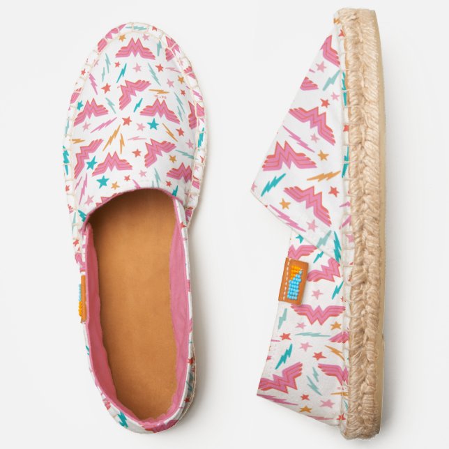 Wonder Woman Pink Logo and Lightning Pattern Espadrilles (Side)