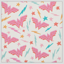 Wonder Woman Pink Logo and Lightning Pattern Fabric