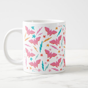 Wonder Woman Pink Logo and Lightning Pattern Giant Coffee Mug