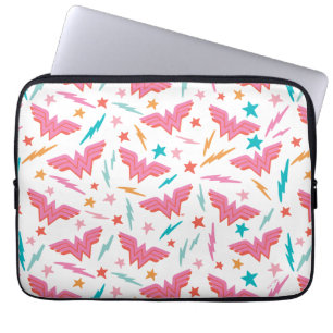 Wonder Woman Pink Logo and Lightning Pattern Laptop Sleeve