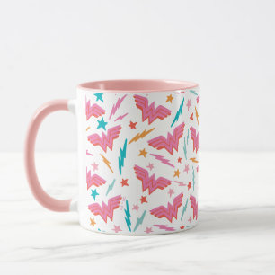 Wonder Woman Pink Logo and Lightning Pattern Mug