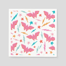 Wonder Woman Pink Logo and Lightning Pattern Napkins