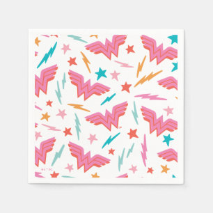 Wonder Woman Pink Logo and Lightning Pattern Napkins