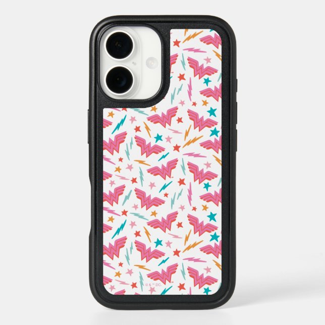 Wonder Woman Pink Logo and Lightning Pattern Otterbox iPhone Case (Back)