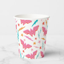 Wonder Woman Pink Logo and Lightning Pattern Paper Cups