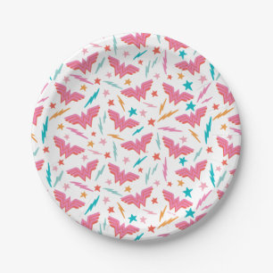 Wonder Woman Pink Logo and Lightning Pattern Paper Plates